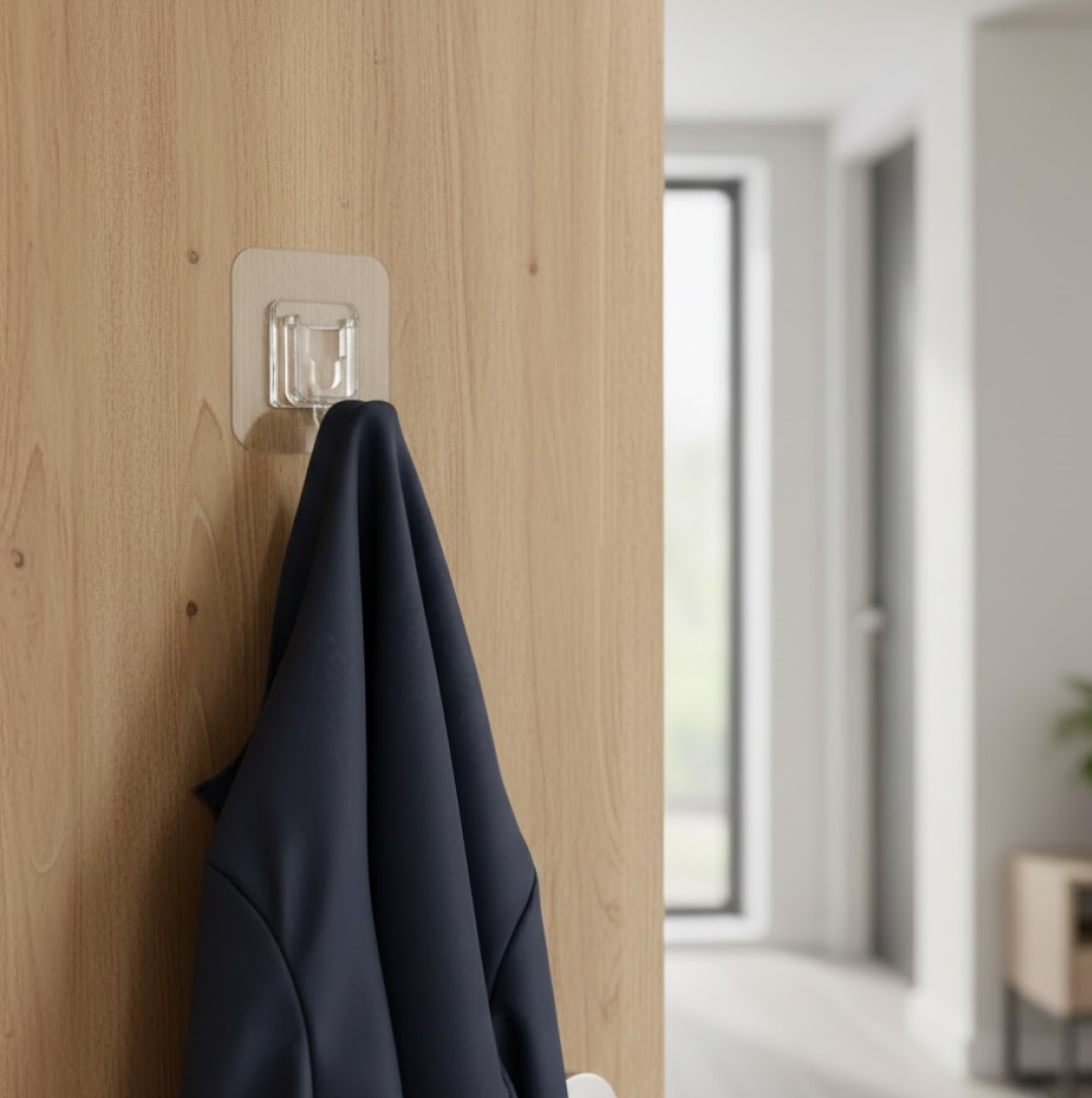 Transparent Adhesive Male Hook Used For Hanging Various Types Of Items (1Pc)