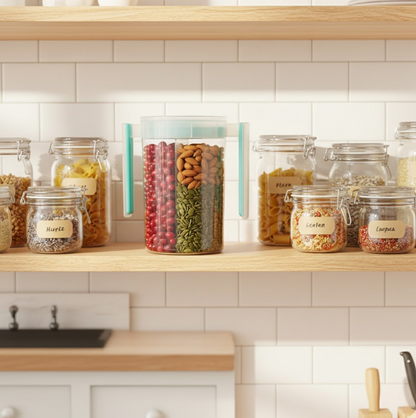 3 in 1 Transparent Air Tight Storage Dispenser Container (With Color Box)