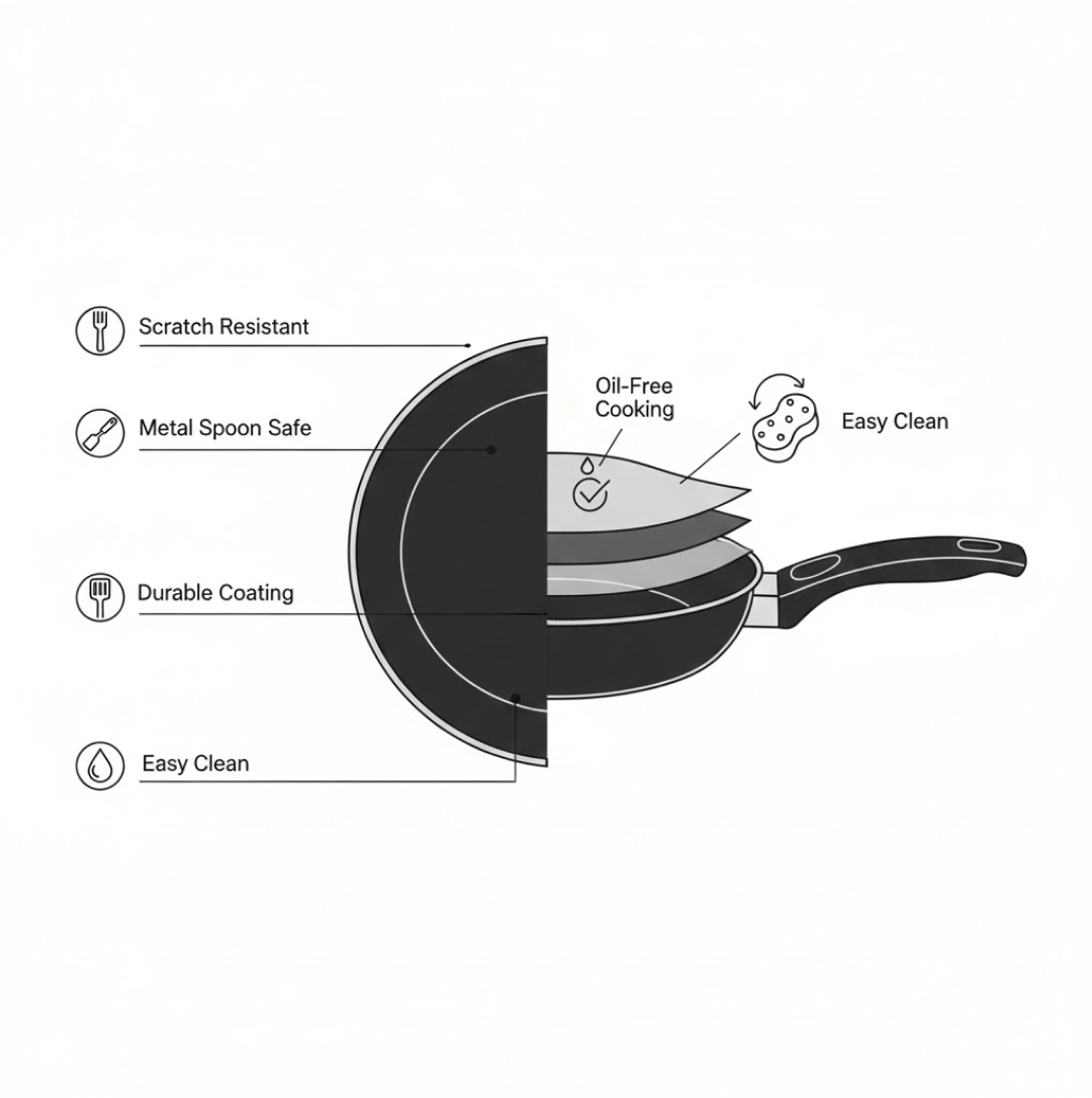 Induction Base Hard Anodized Tadka Fry Pan Nonstick