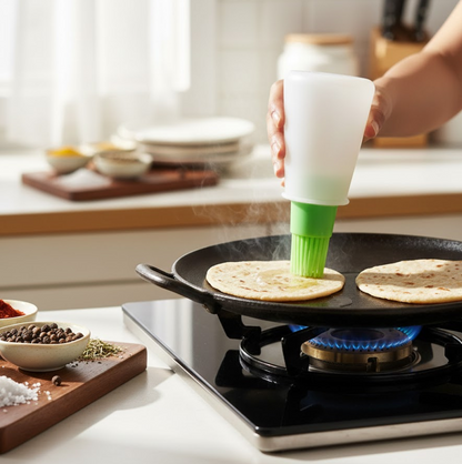 Silicone Cooking Oil Bottle With Basting Brush (Cap Not Include)