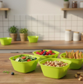 Square Plastic Bowl Set – Unbreakable & Food Safe (Pack of 4) | Jiaqi