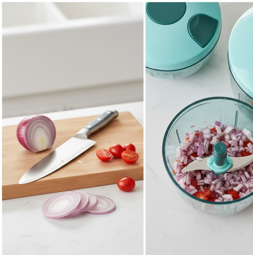 Manual Stainless Steel Handheld Vegetable Chopper with 5 Blades (750 ml)