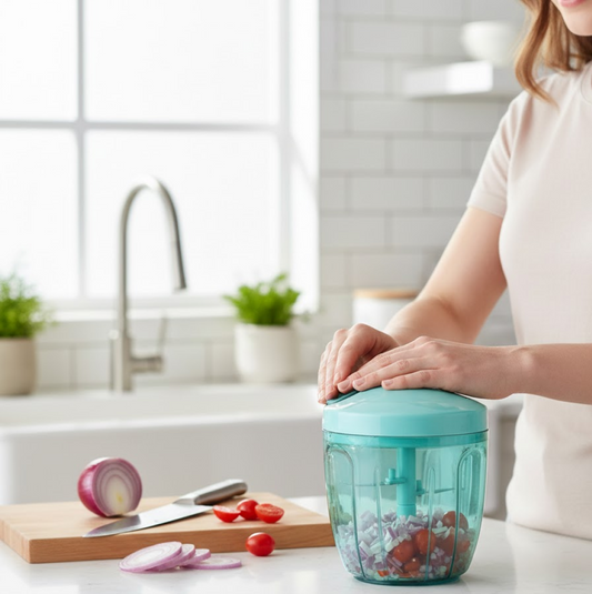 Manual Stainless Steel Handheld Vegetable Chopper with 5 Blades (750 ml)