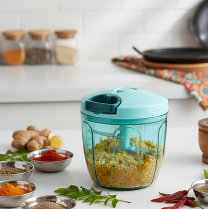 Manual Stainless Steel Handheld Vegetable Chopper with 5 Blades (750 ml)