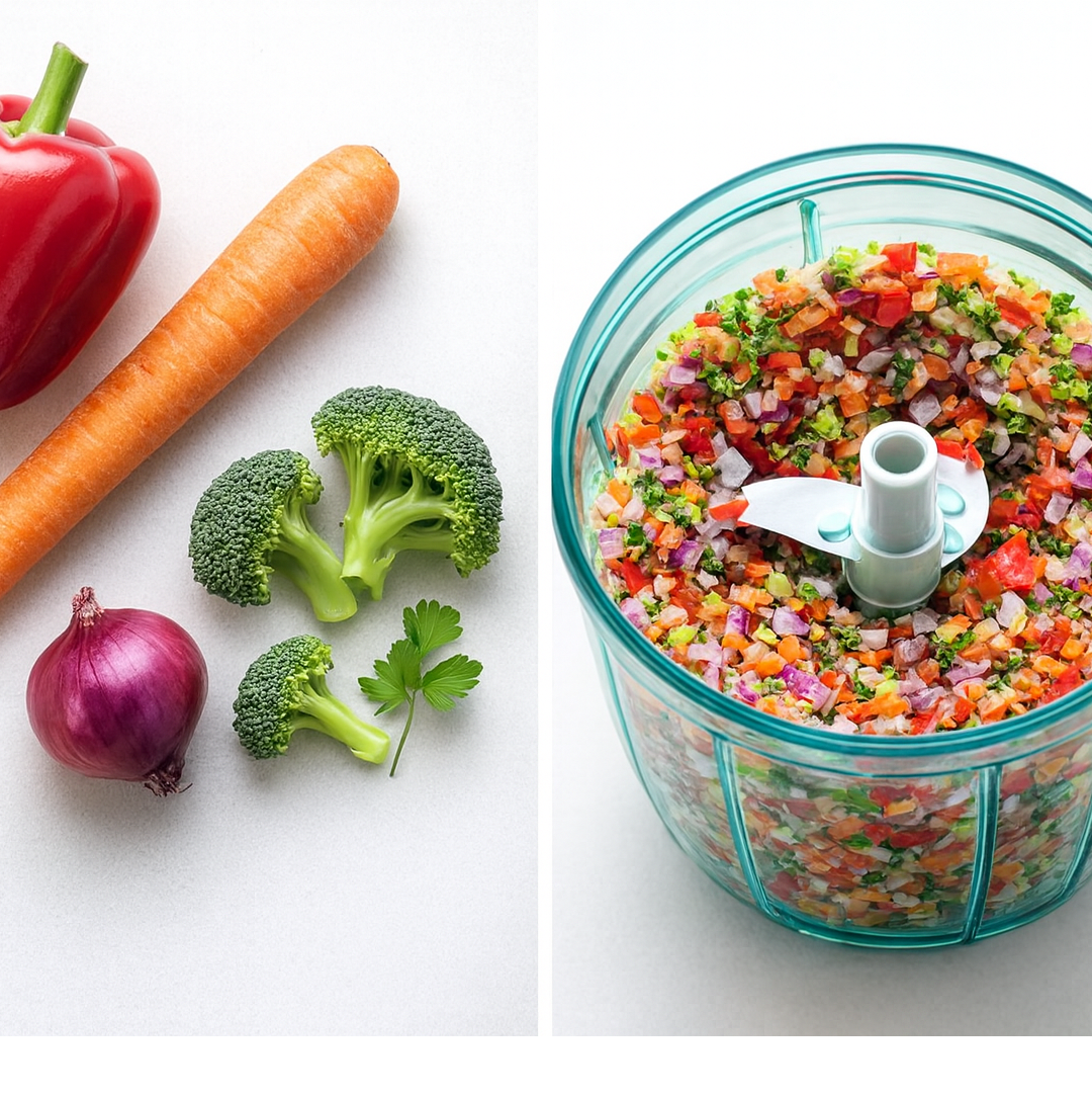 Manual Stainless Steel Handheld Vegetable Chopper with 5 Blades (750 ml)