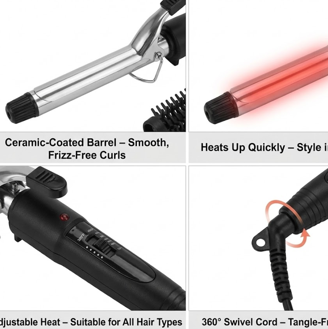 Hair Curling Iron Rod for Women (black), Hair accessories