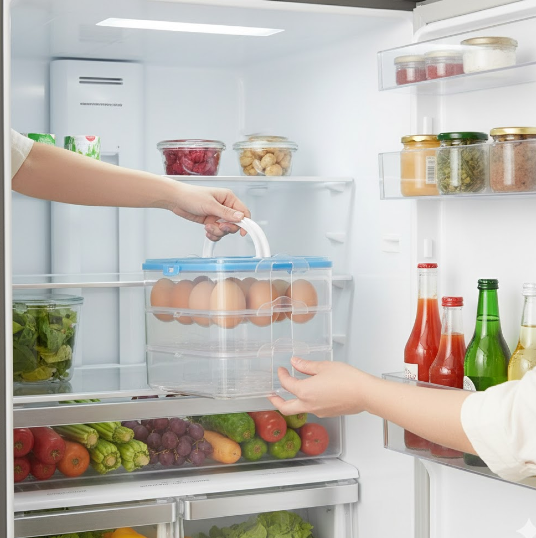 3-Layer Plastic Refrigerator Egg Storage Box (36 Grid)