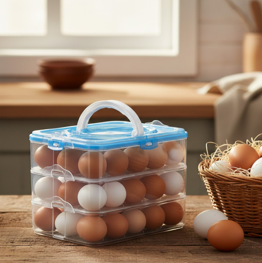 3-Layer Plastic Refrigerator Egg Storage Box (36 Grid)