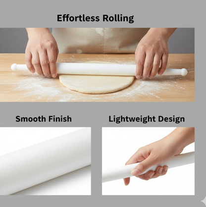 White Plastic Rolling Belan for Chapati Making