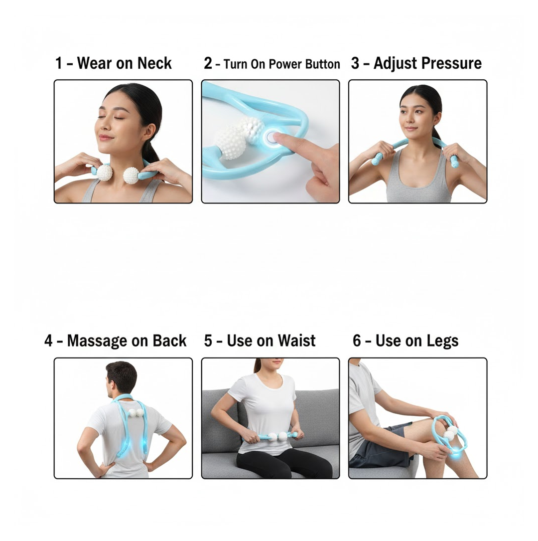 Portable Neck & Shoulder Massager for Back & Waist Relief