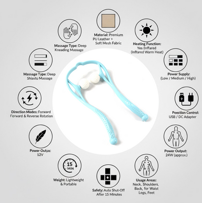 Portable Neck & Shoulder Massager for Back & Waist Relief