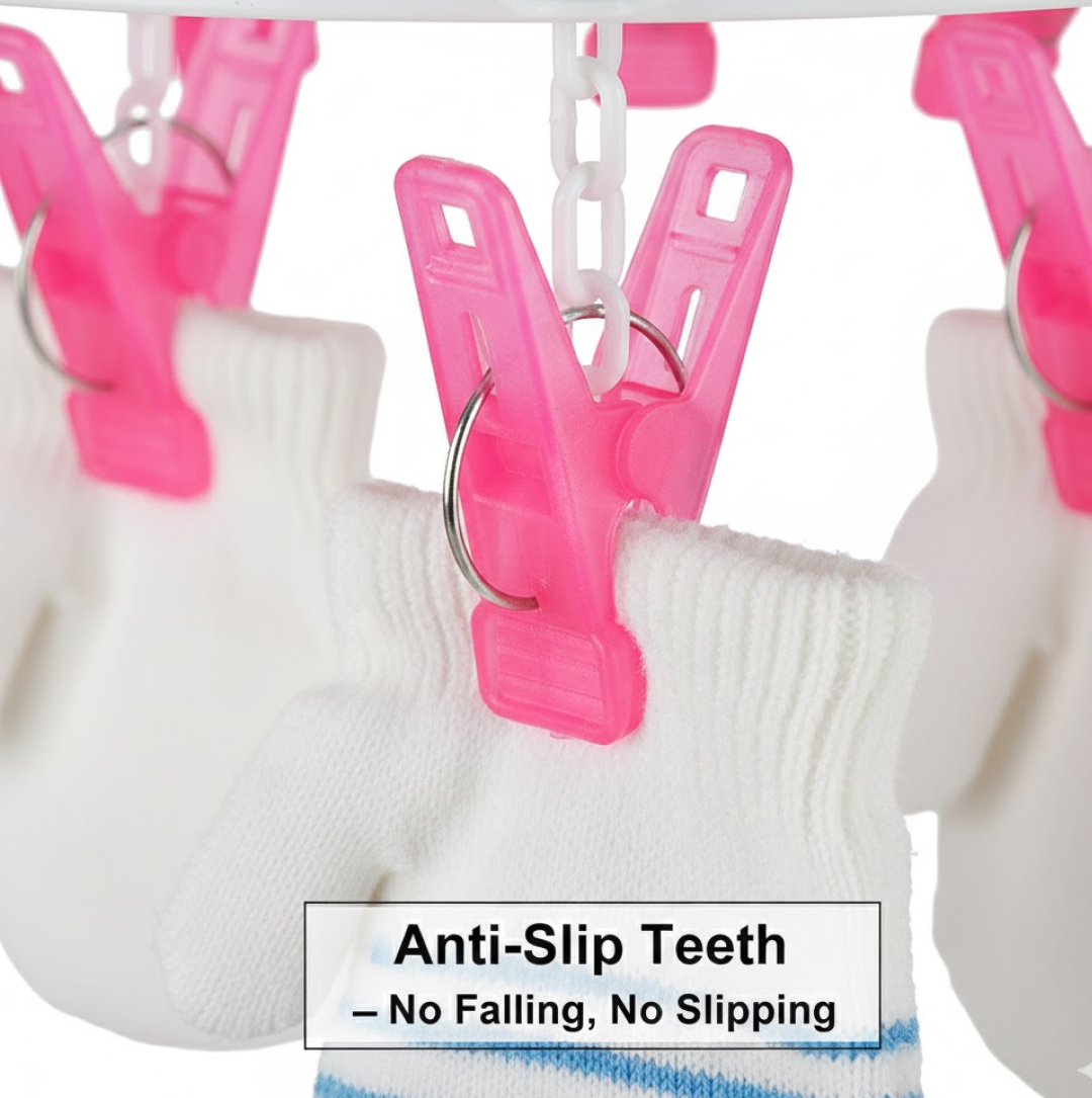 Plastic Round Cloth Drying Stand Hanger with 24 Clips (Multicolour)