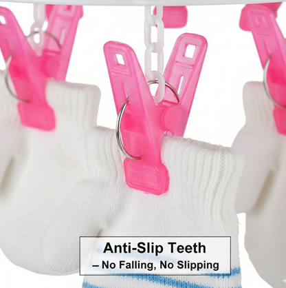 Plastic Round Cloth Drying Stand Hanger with 24 Clips (Multicolour)