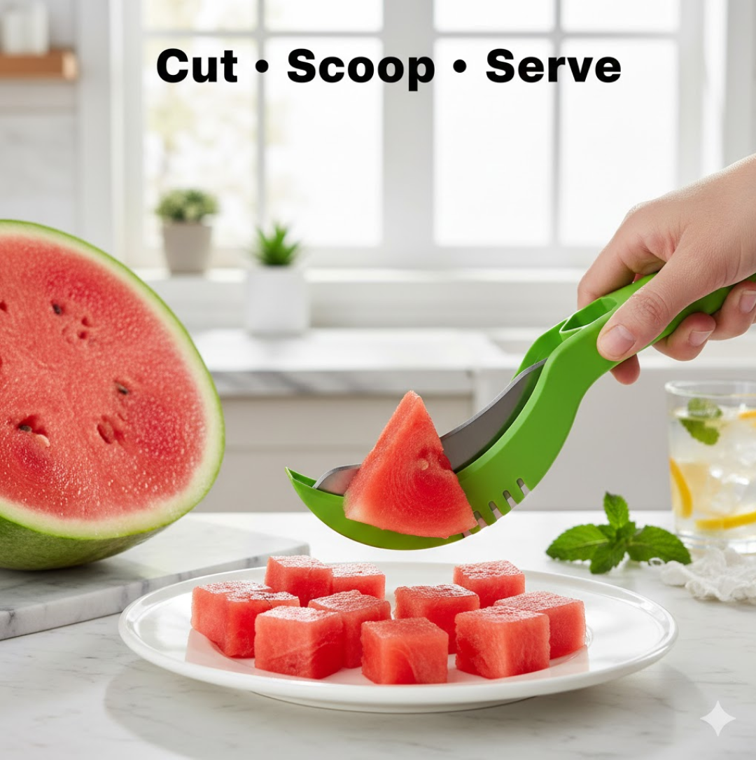 Plastic Watermelon Cutter, Slicer, Corer & Server – Easy to Use Fruit Tool