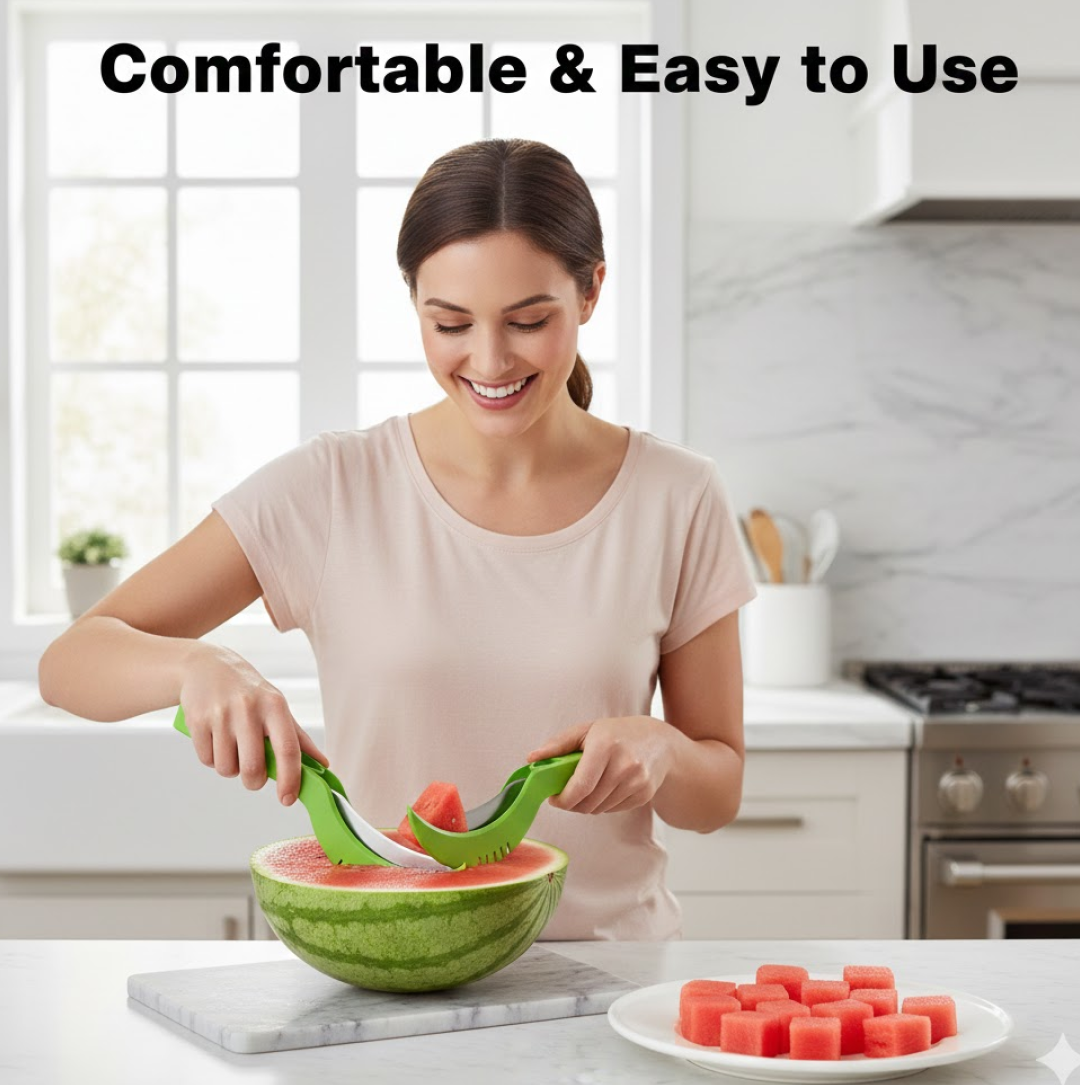 Plastic Watermelon Cutter, Slicer, Corer & Server – Easy to Use Fruit Tool