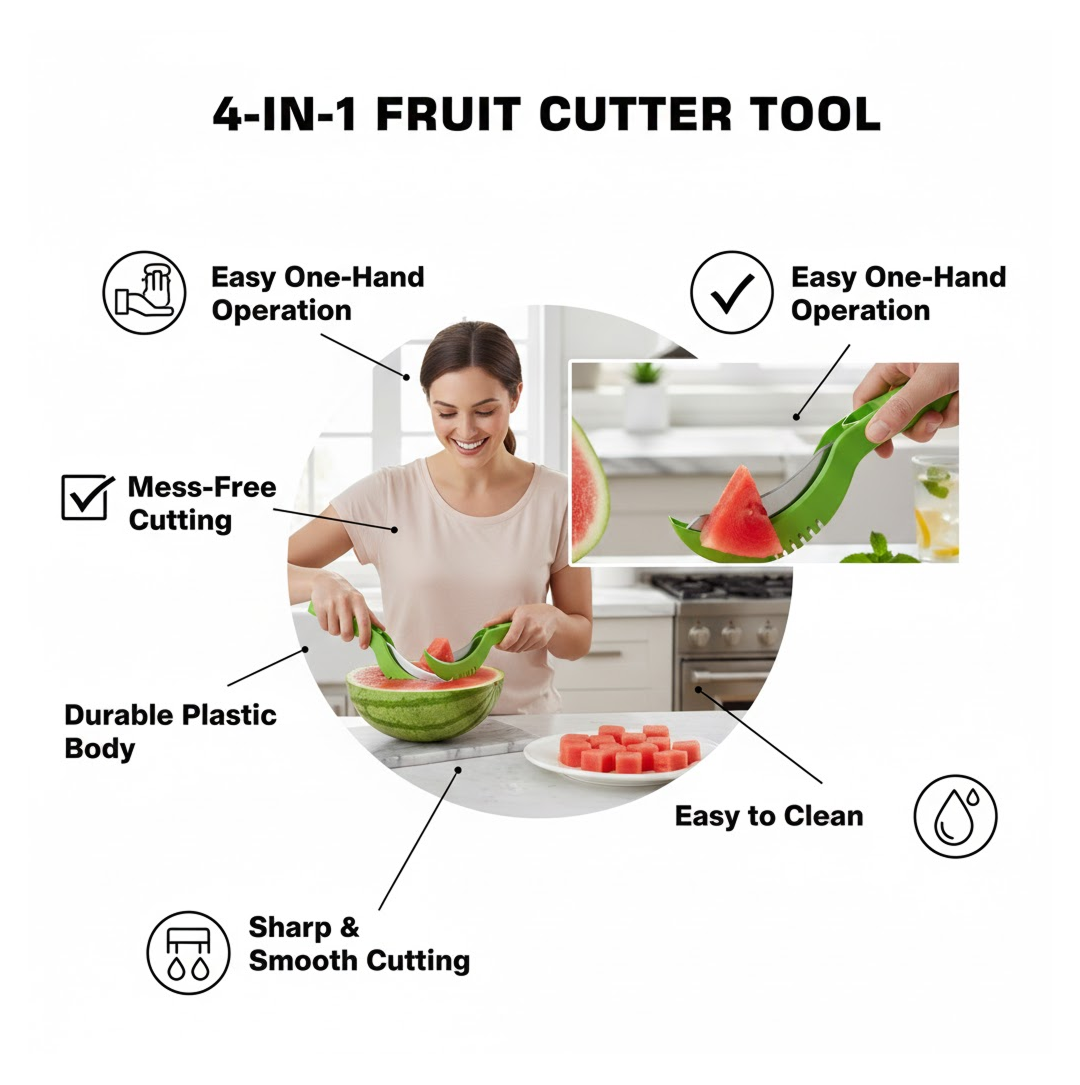 Plastic Watermelon Cutter, Slicer, Corer & Server – Easy to Use Fruit Tool