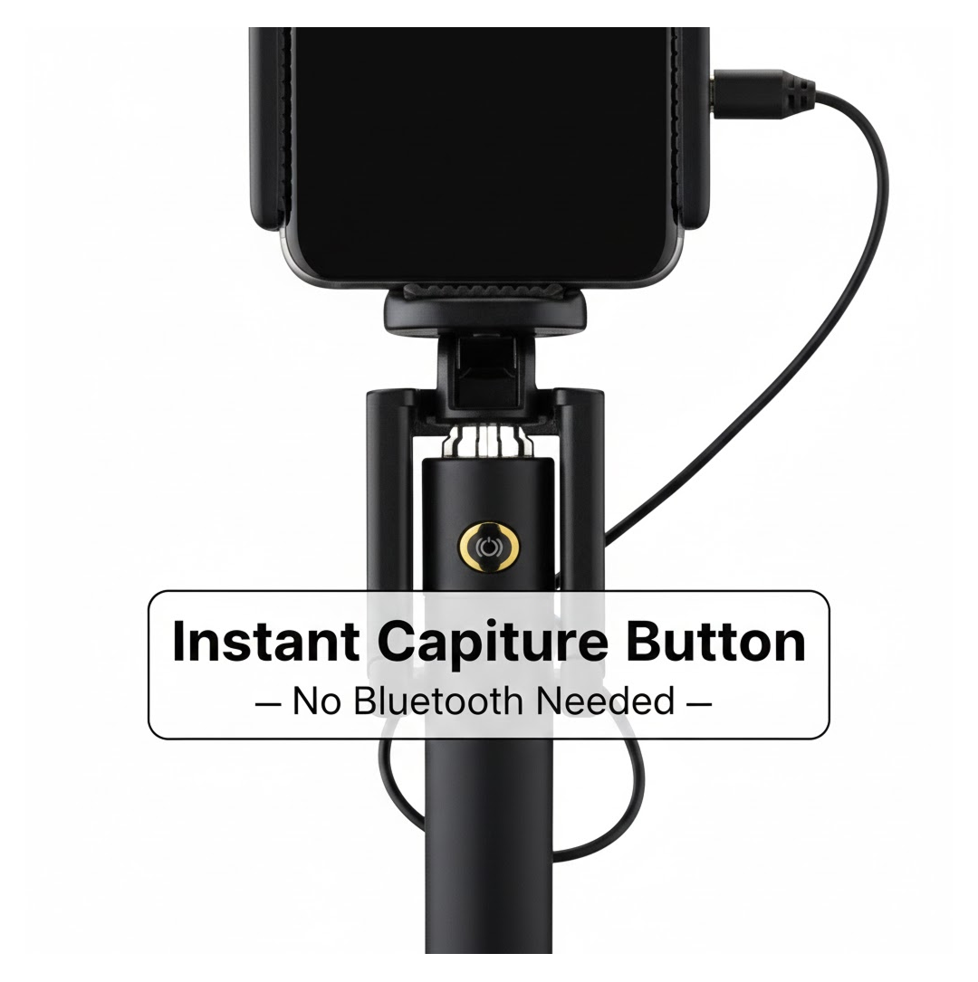 Selfie Sticks Box with Aux Wire for All Smart Phones