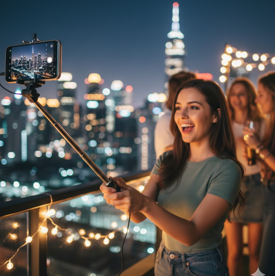 Selfie Sticks Box with Aux Wire for All Smart Phones