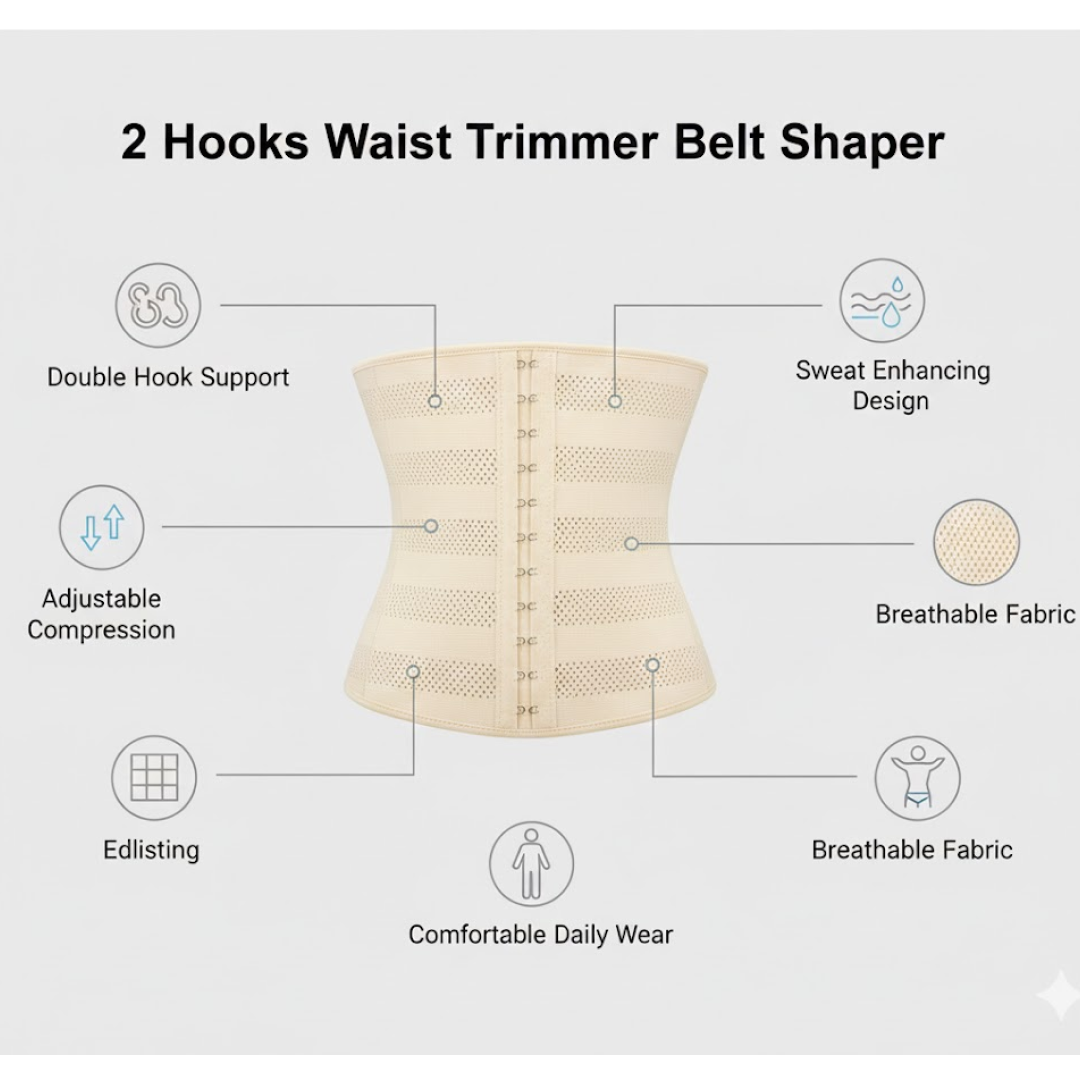 2 Hooks Waist Trimmer Belt Shaper Cincher Trimmer Body shape - (L)