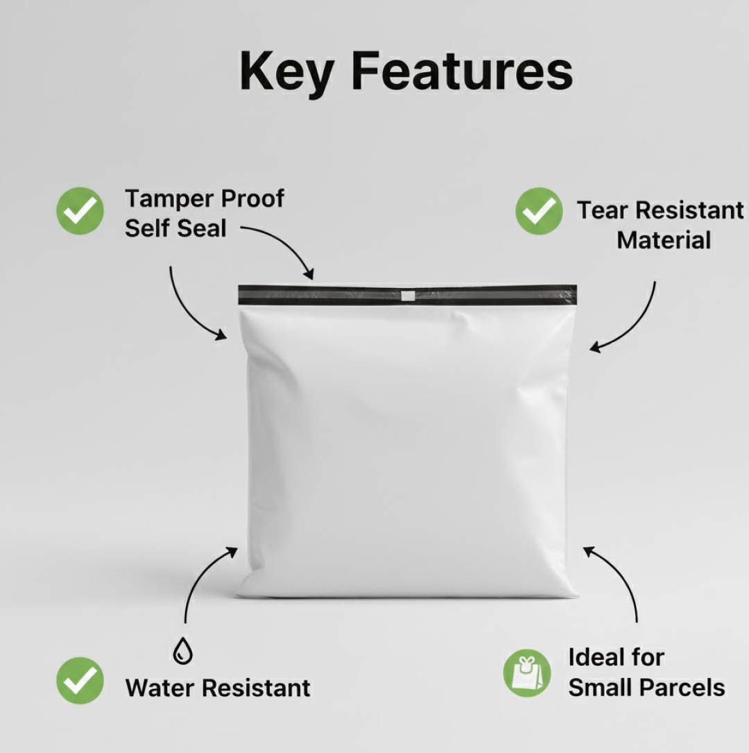 Tamper Proof Courier Bags(6.5X08 PLAIN 180 POD M1) - 100 pcs