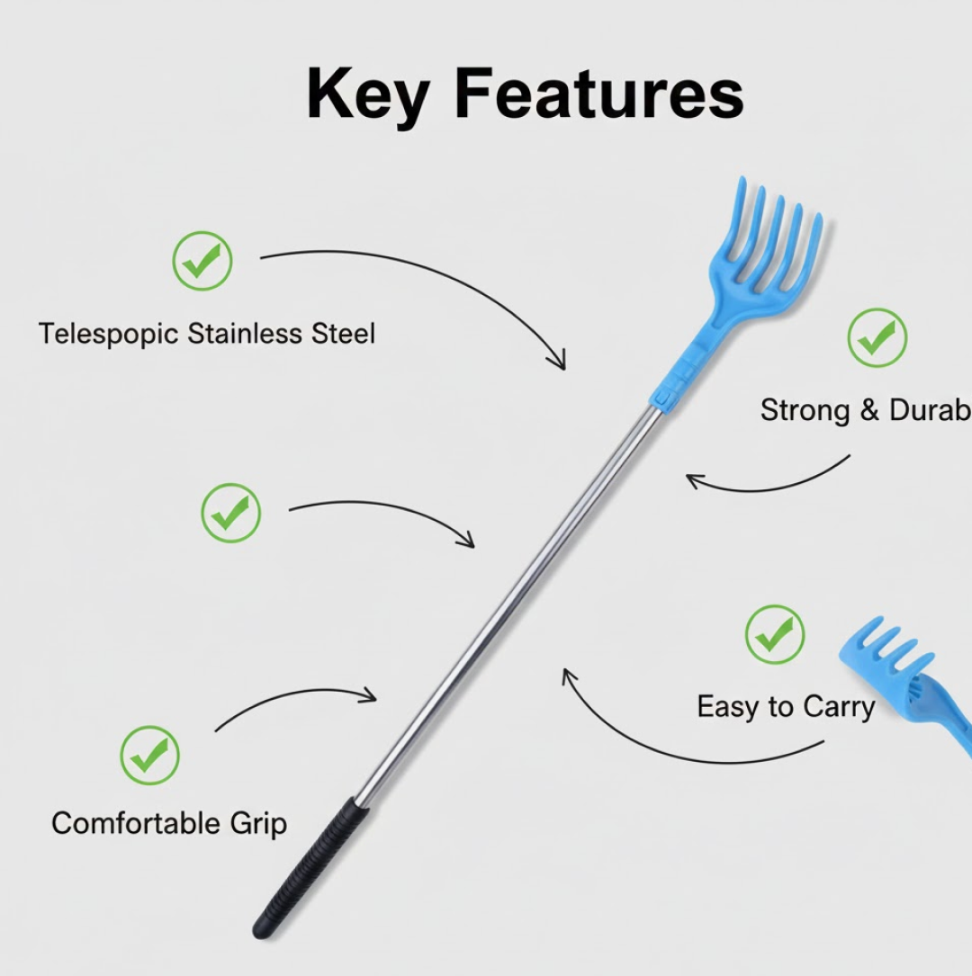 Scratcher Back, khujli stick, Telescopic Scratching Backscratcher Massager Kit