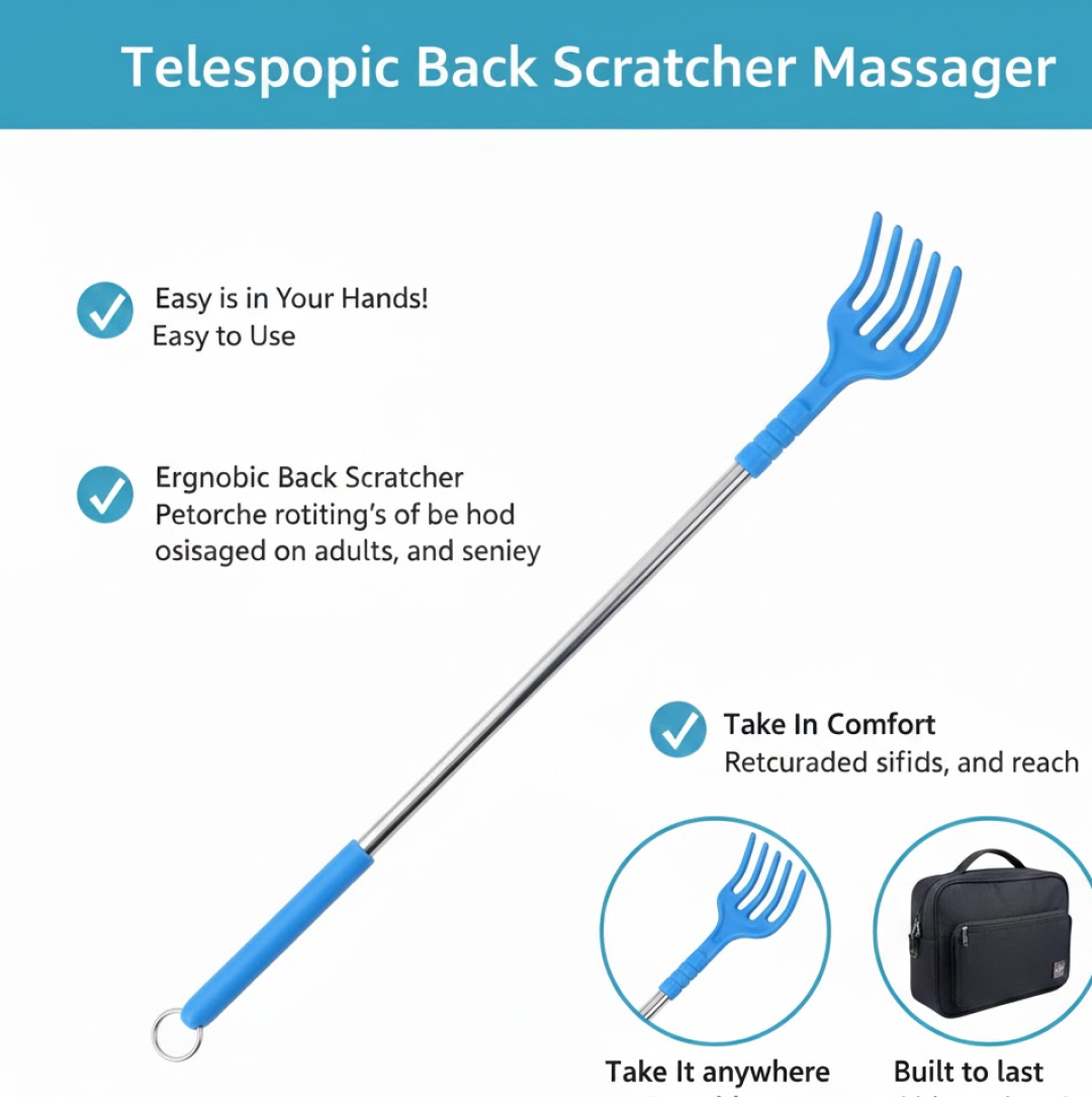 Scratcher Back, khujli stick, Telescopic Scratching Backscratcher Massager Kit