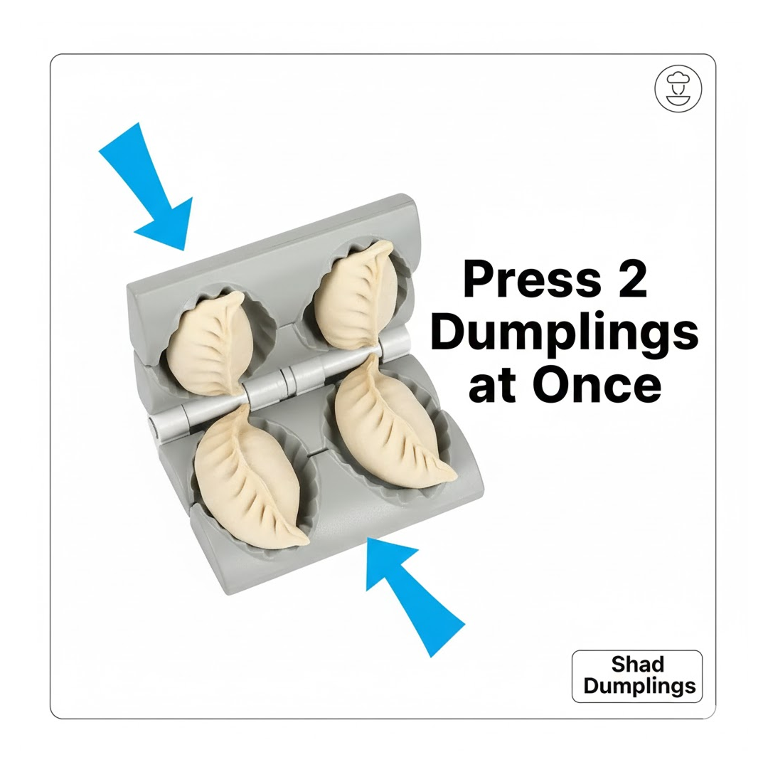 Double-Head Dumpling Maker Mold – Press Two Dumplings at Once (Brown Box)