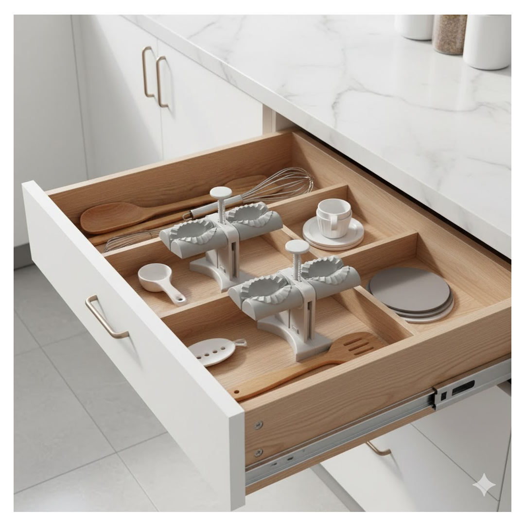 Double-Head Dumpling Maker Mold – Press Two Dumplings at Once (Brown Box)