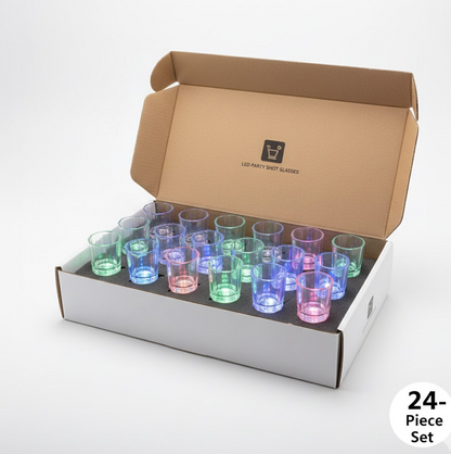 Premium LED Light-Up Shot Glass Set (24 Pc Set)