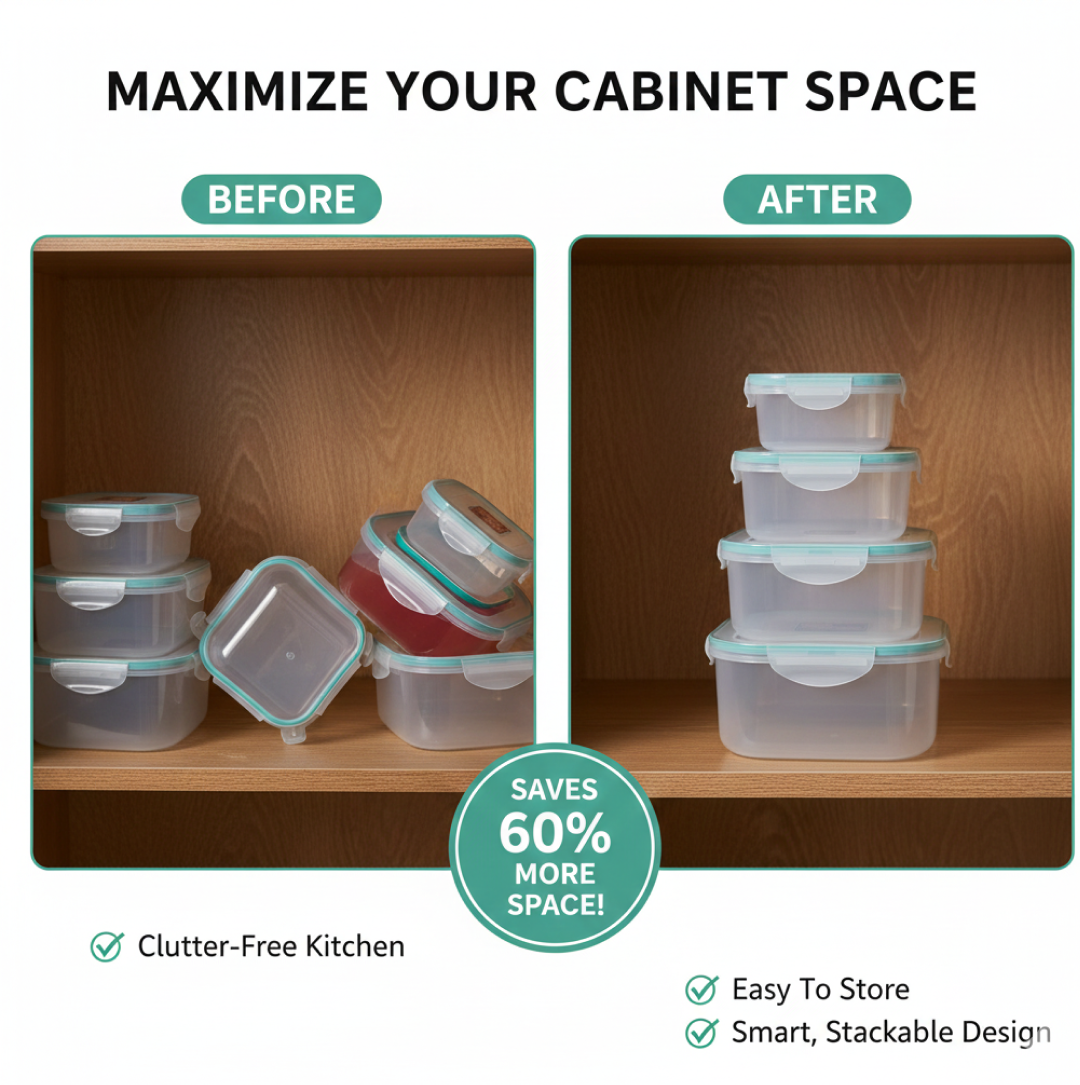 Kitchen Storage Containers Set – Fridge Organizer Lunch Boxes (5 Pcs)