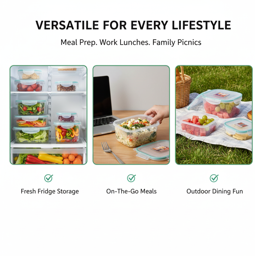 Kitchen Storage Containers Set – Fridge Organizer Lunch Boxes (5 Pcs)