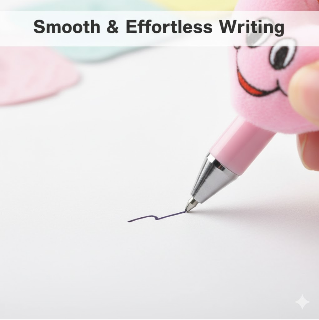 Cute Cartoon Shape & Heart Design Facy Writting Pen Attached Rattle | Ball Pen Smooth Writing For Wedding , Events & Multiuse Pen  Best Pen l Use for Kids (12 Pcs Set Mix Design & Color)