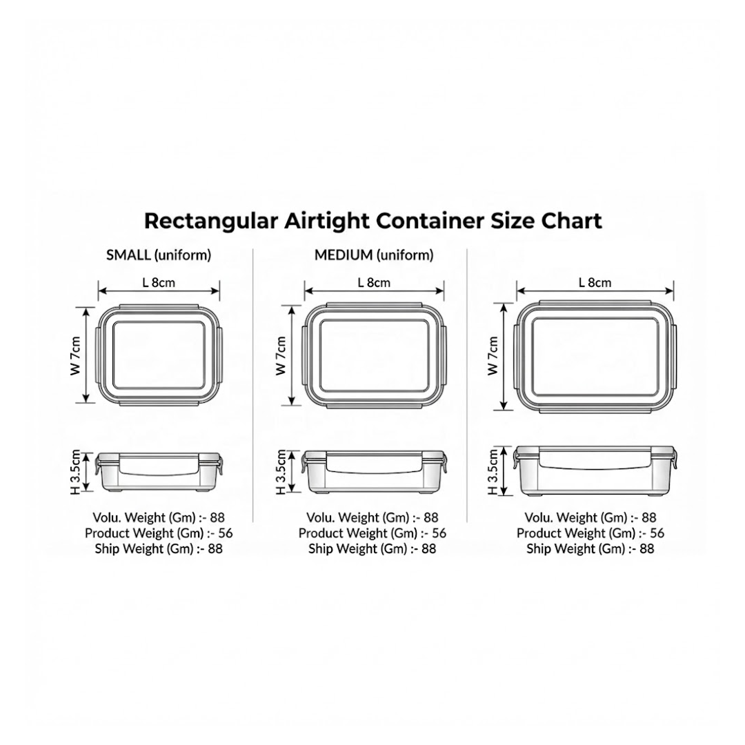 3-Piece Multicolor Airtight Container Set – Rectangular Food & Fridge Storage