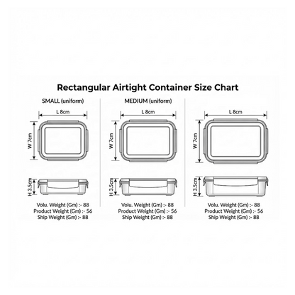 3-Piece Multicolor Airtight Container Set – Rectangular Food & Fridge Storage