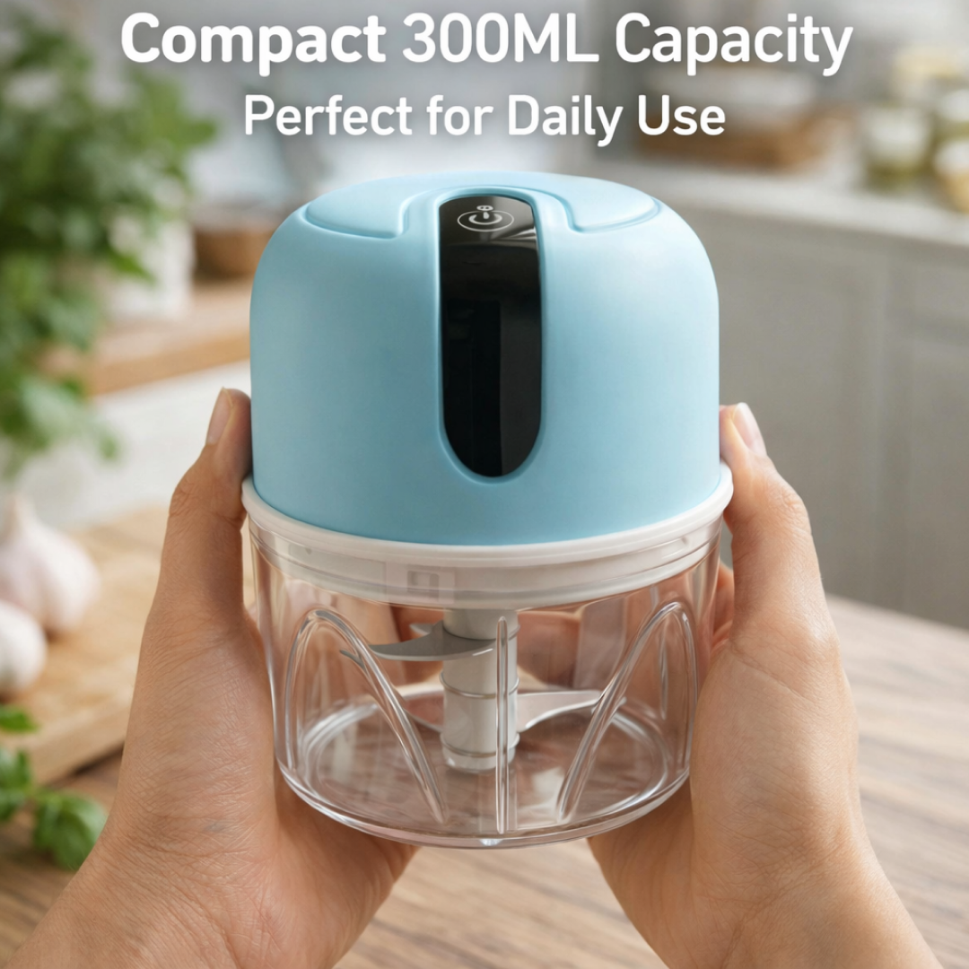 Wireless USB Rechargeable Mini Electric Garlic Machine / Chopper 3 Blades (300Ml)