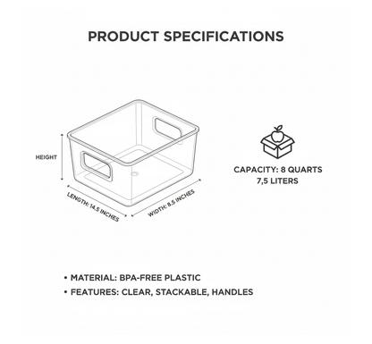 Plastic organizer bin in kitchen setting