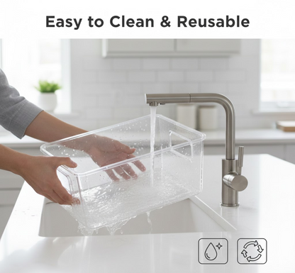 Easy grip handle on refrigerator organizer bin