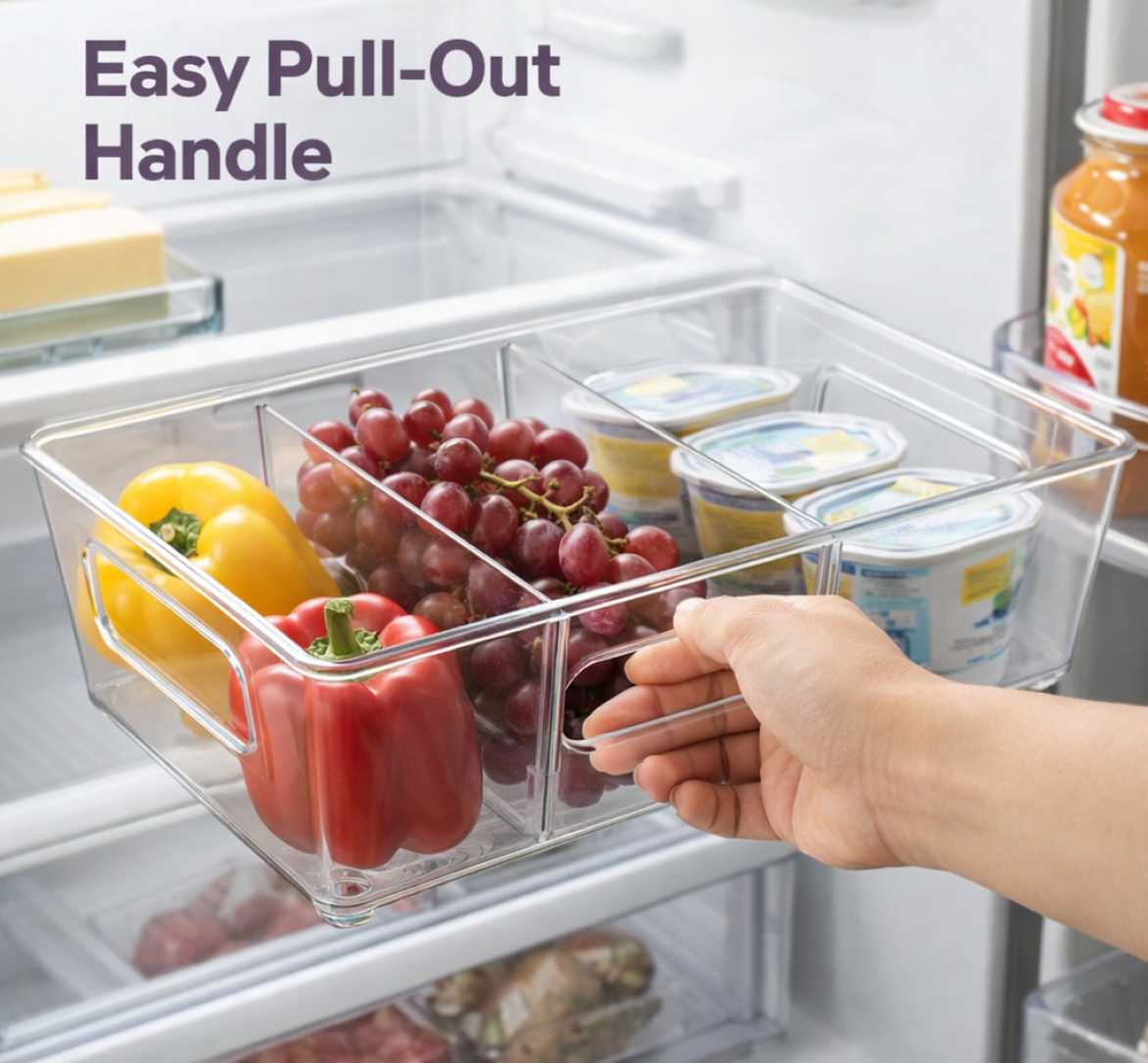 Pantry storage with clear organizer bin