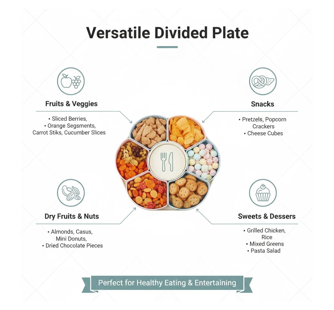 Large Compartment Box | Creative Divided Food Fruit Plate