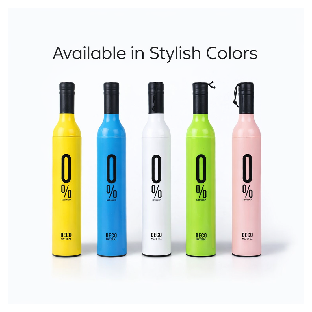 Wine Bottle Umbrella | Compact Wind-Resistant Travel Umbrella with Bottle-Shaped Case, Portable Folding Umbrella for Men & Women, Lightweight Waterproof Umbrella for Rain & Travel (Random Color) - Umbrella - Image 4