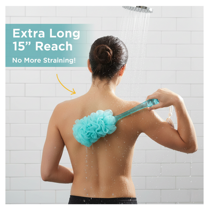 Loofah Back Scrubber with Long Handle, Soft Nylon Mesh Bath Brush (45 Cm)