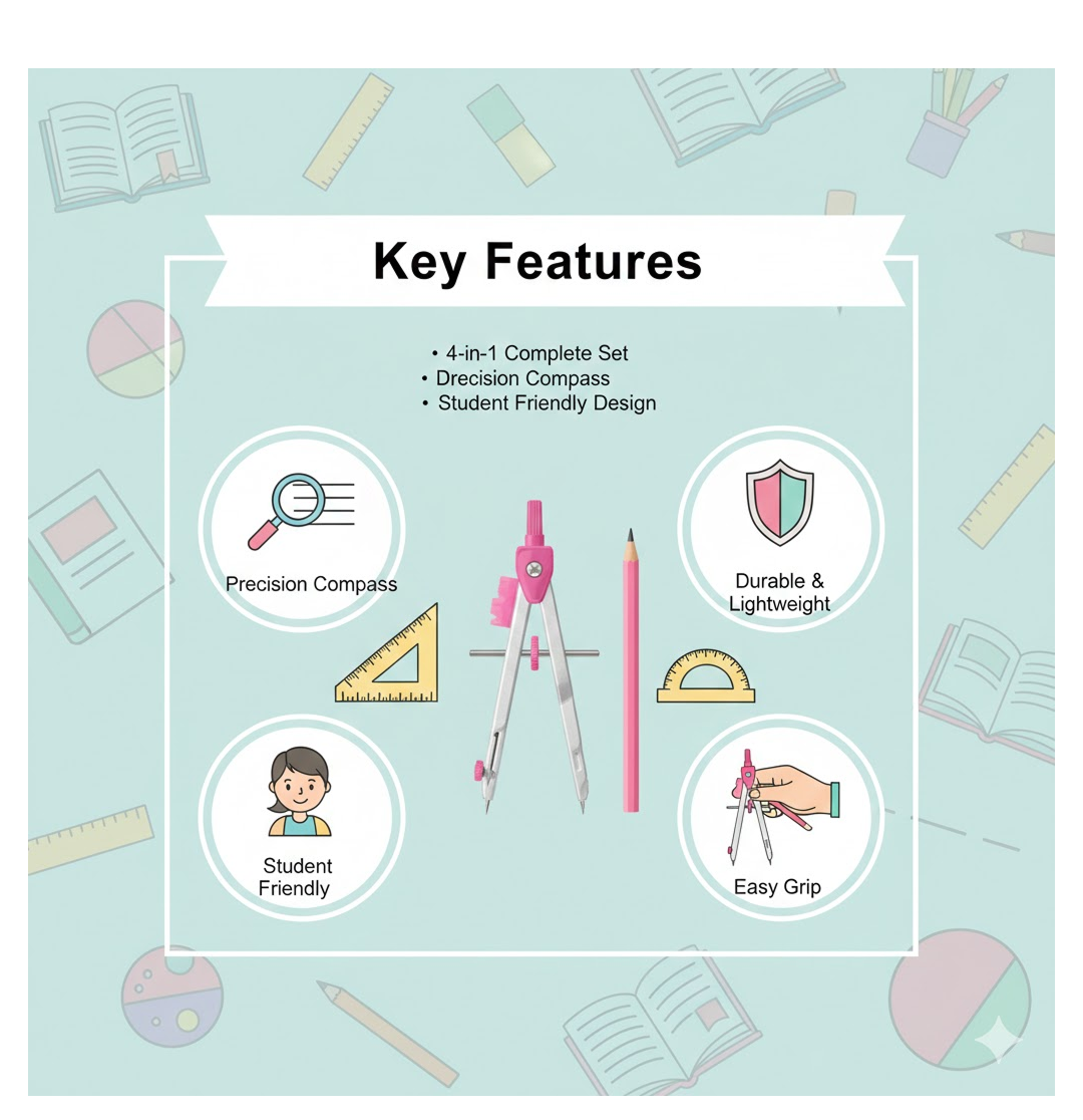 Student Geometry Compass Set (4 in 1)