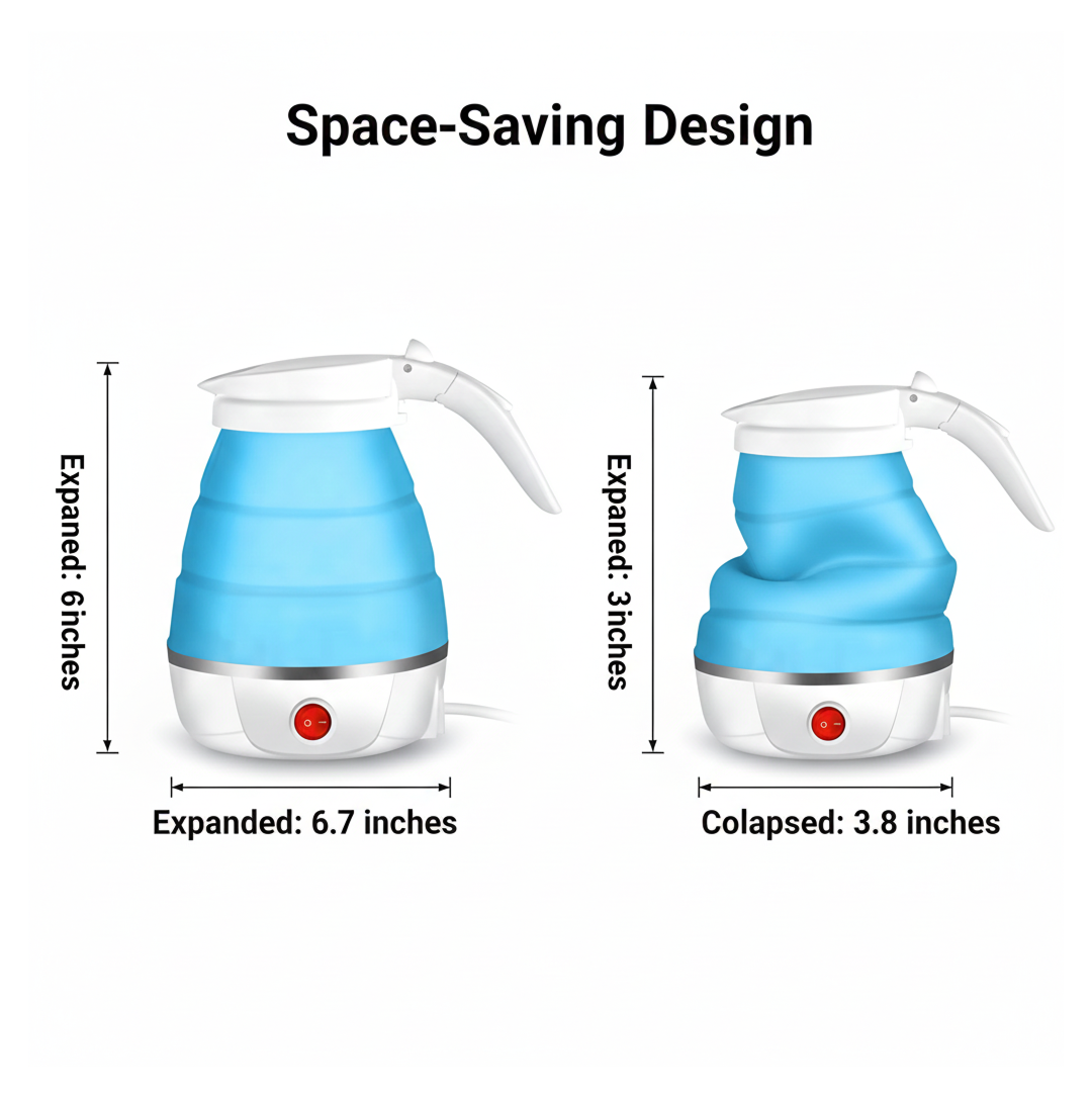 Silicone Foldable Collapsible Electric Water Kettle Camping Boiler