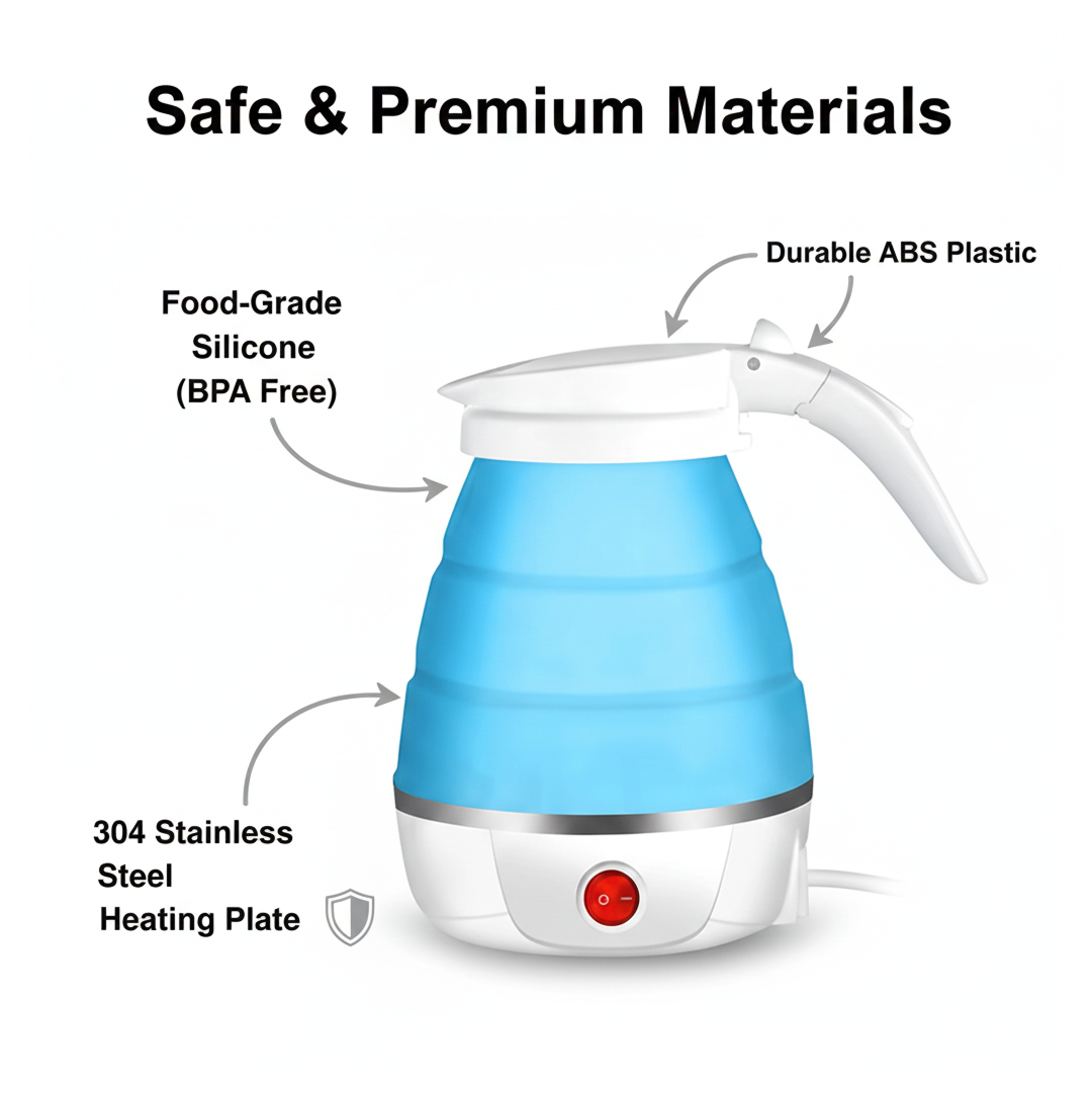 Silicone Foldable Collapsible Electric Water Kettle Camping Boiler