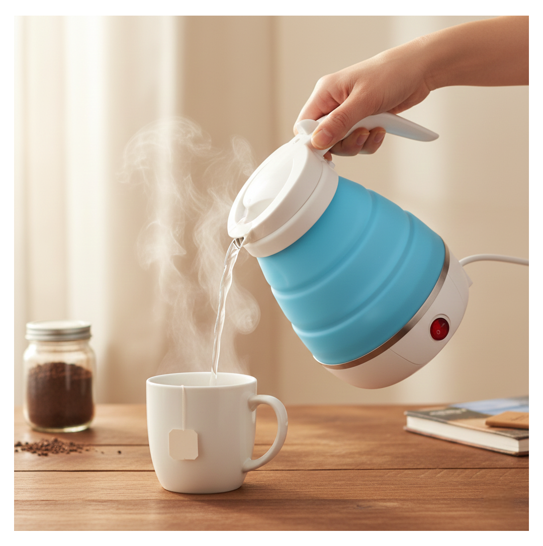 Silicone Foldable Collapsible Electric Water Kettle Camping Boiler
