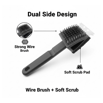 Black 2 Side Use Brush Scarp Cleaning Brush &  Wire Brush for Garage Use
