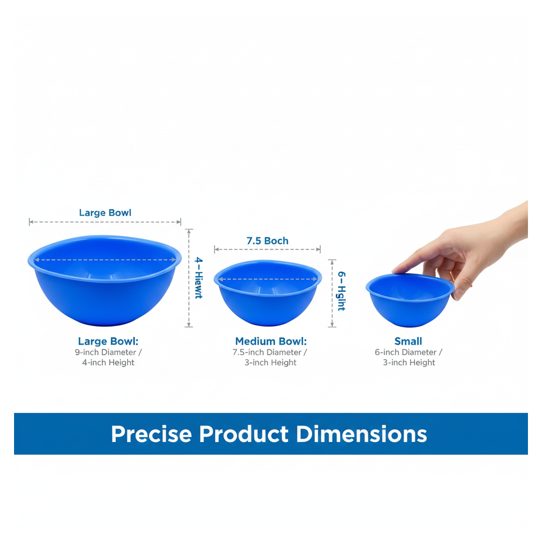 BPA Free Plastic Bowl Set for Cereal Salad Rice Soup Pasta Snack  3 Pc