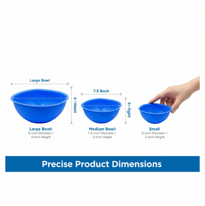 BPA Free Plastic Bowl Set for Cereal Salad Rice Soup Pasta Snack  3 Pc