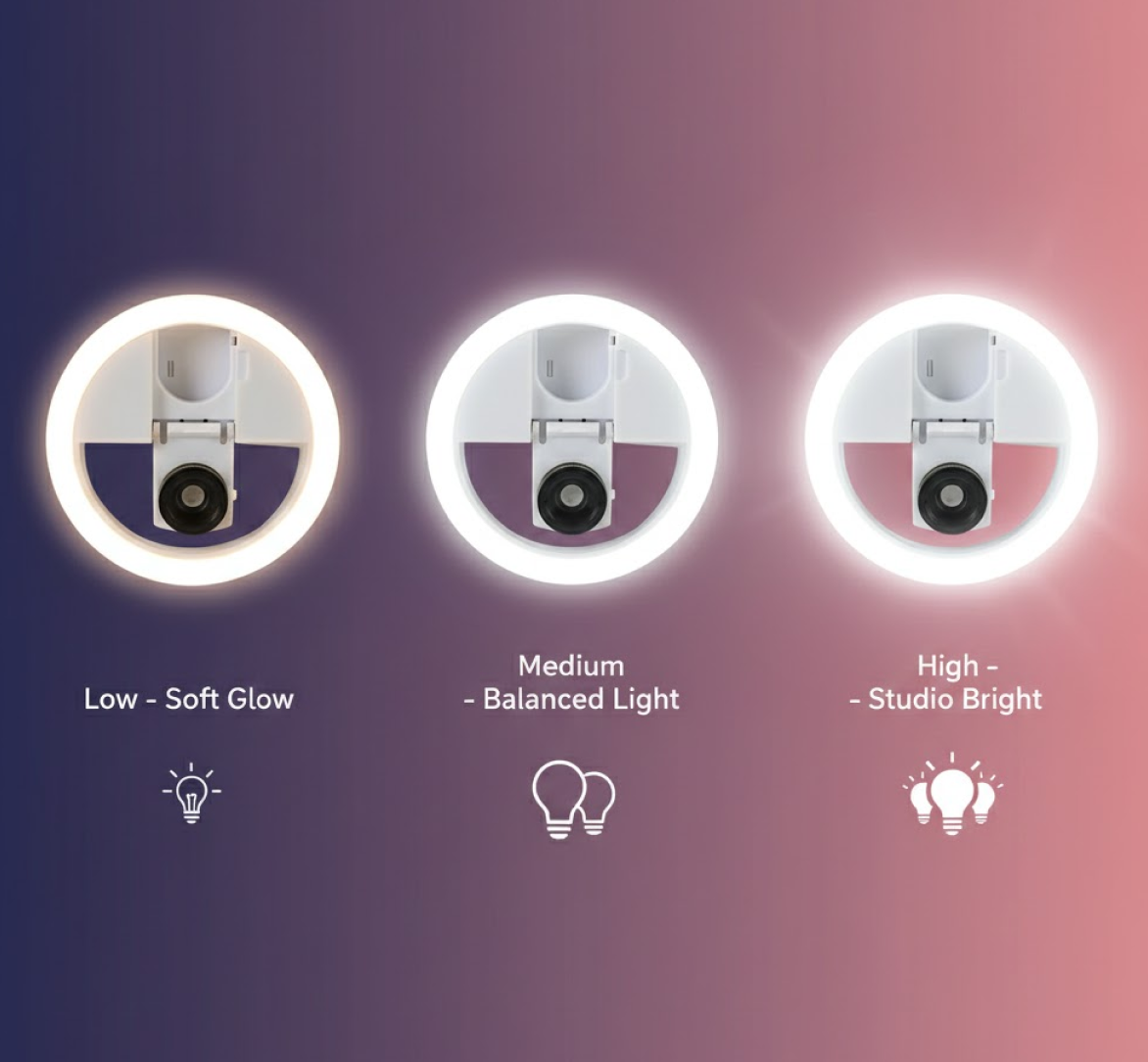 Selfie Flash Ring Light with 3 Level of Brightness (1 Pc)