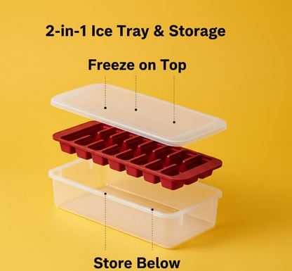 Supermom Frizzy Ice Tray with 2-in-1 Compartment for Ice Cubes and Storage Box (1 Pc)